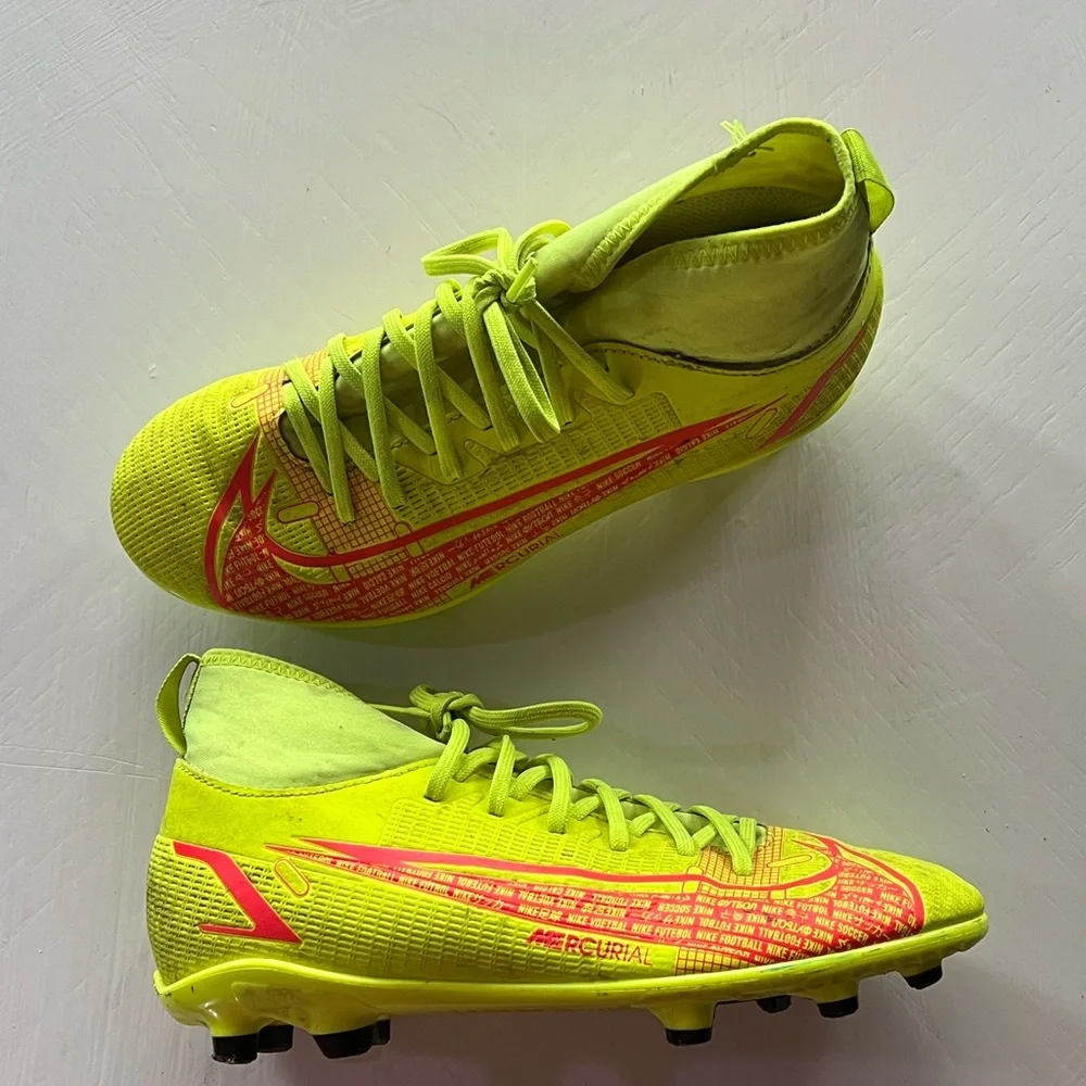 Neon yellow soccer cleats